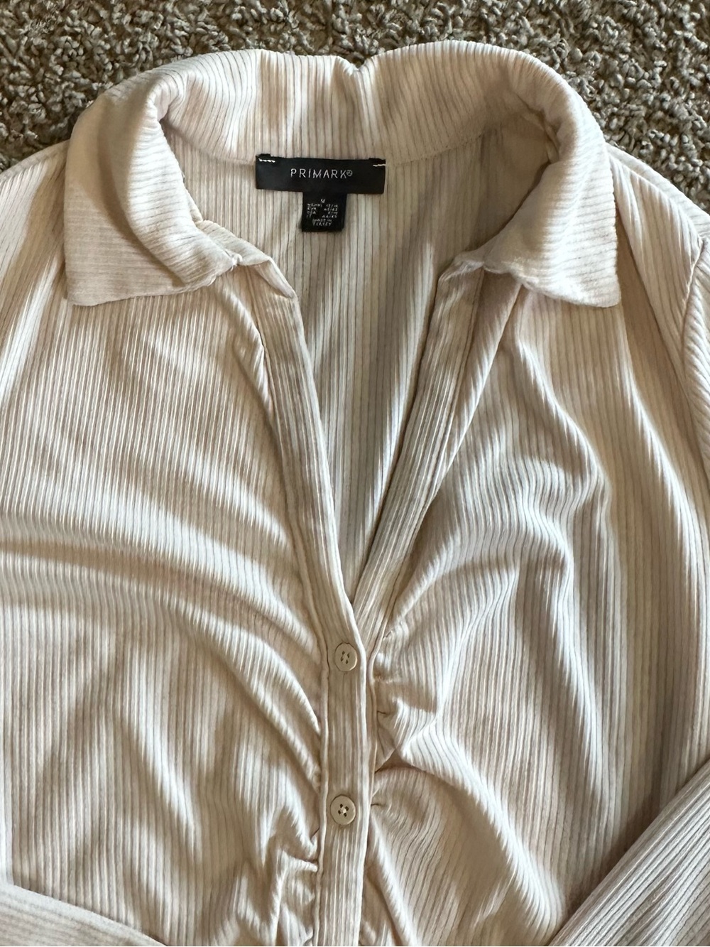 Primark Cream Ribbed Button-Front Top - Picture 4 of 4